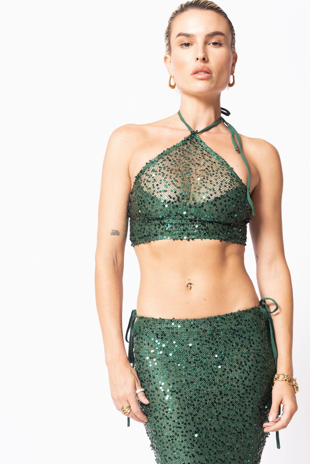 Santa Eulalia Emerald Sequin Top