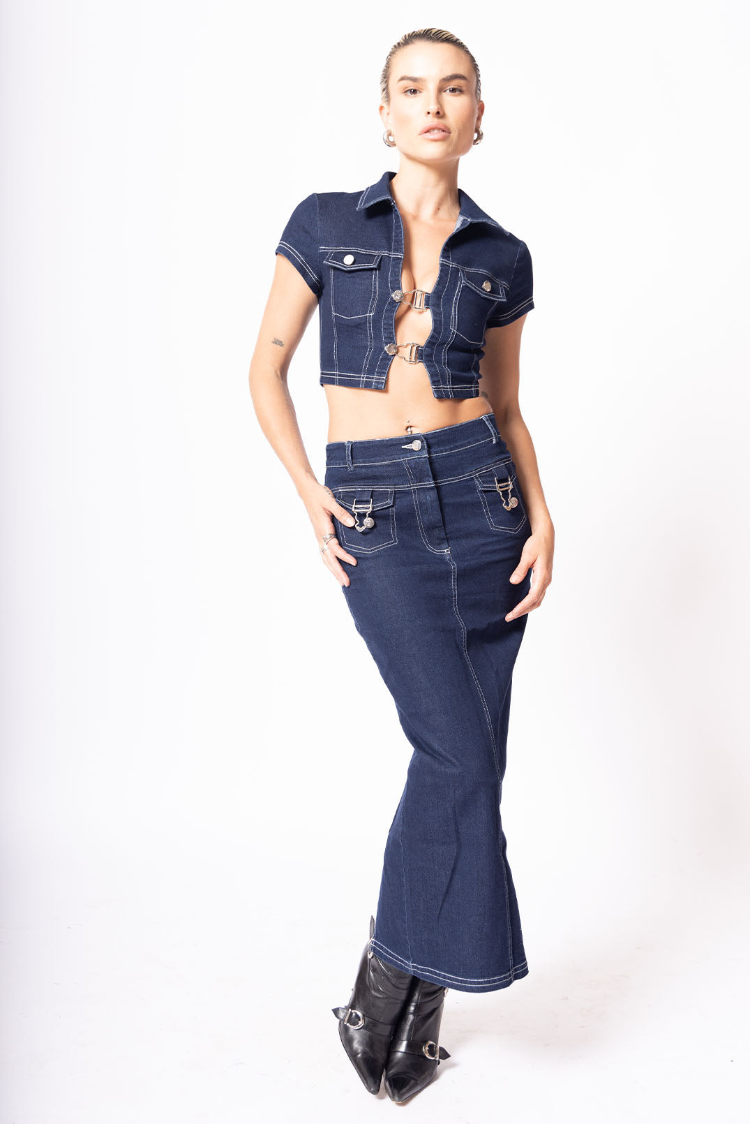 Siren – Indigoblauer Maxi-Jeansrock